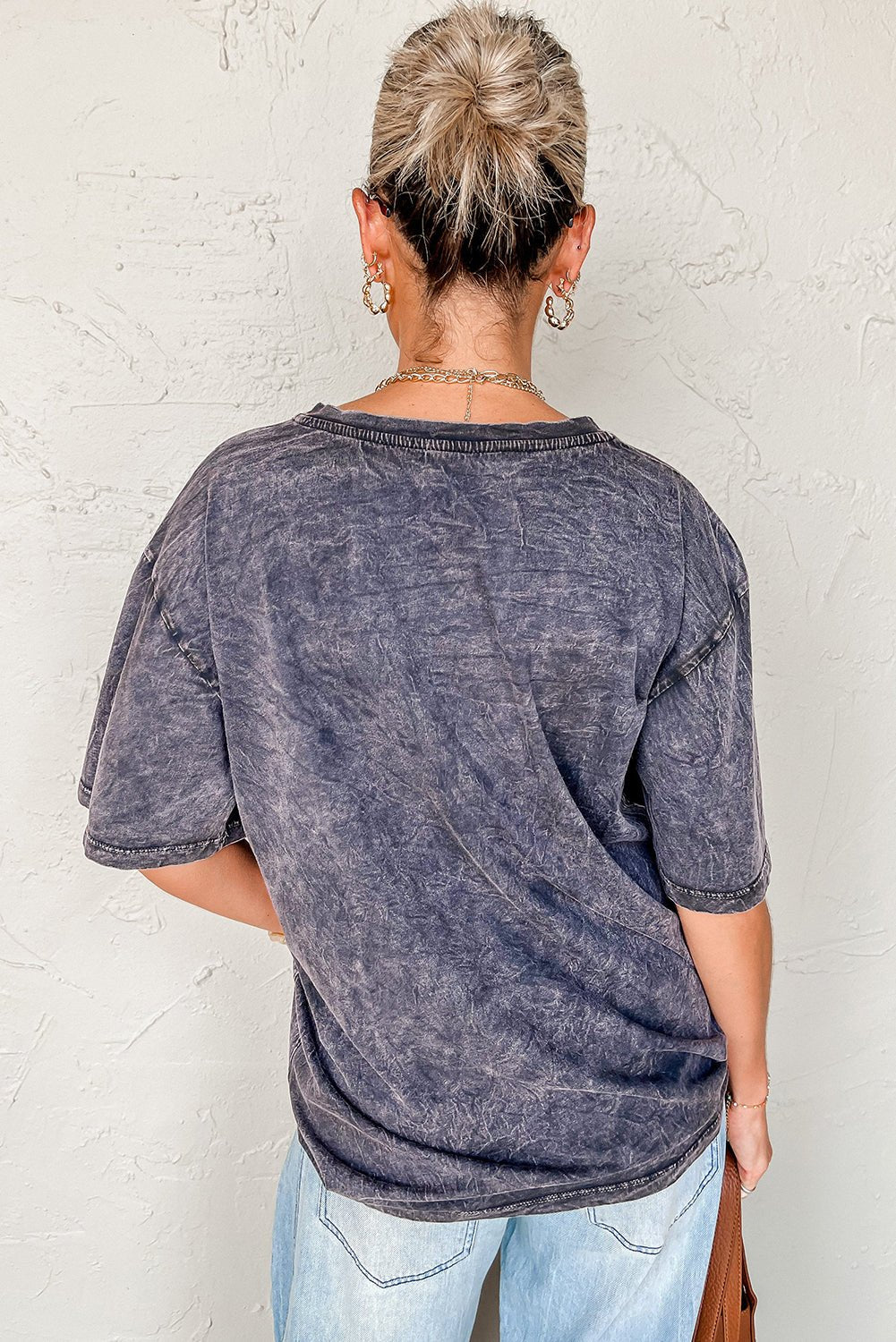 medium grey texas steer head graphic mineral wash oversized t shirt - MAD RUFFI