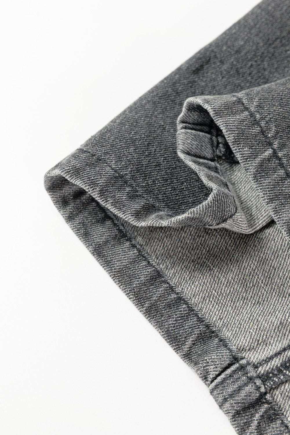 Medium Grey Wide Strap Button Front Pocketed Denim Short Dress - MAD RUFFI