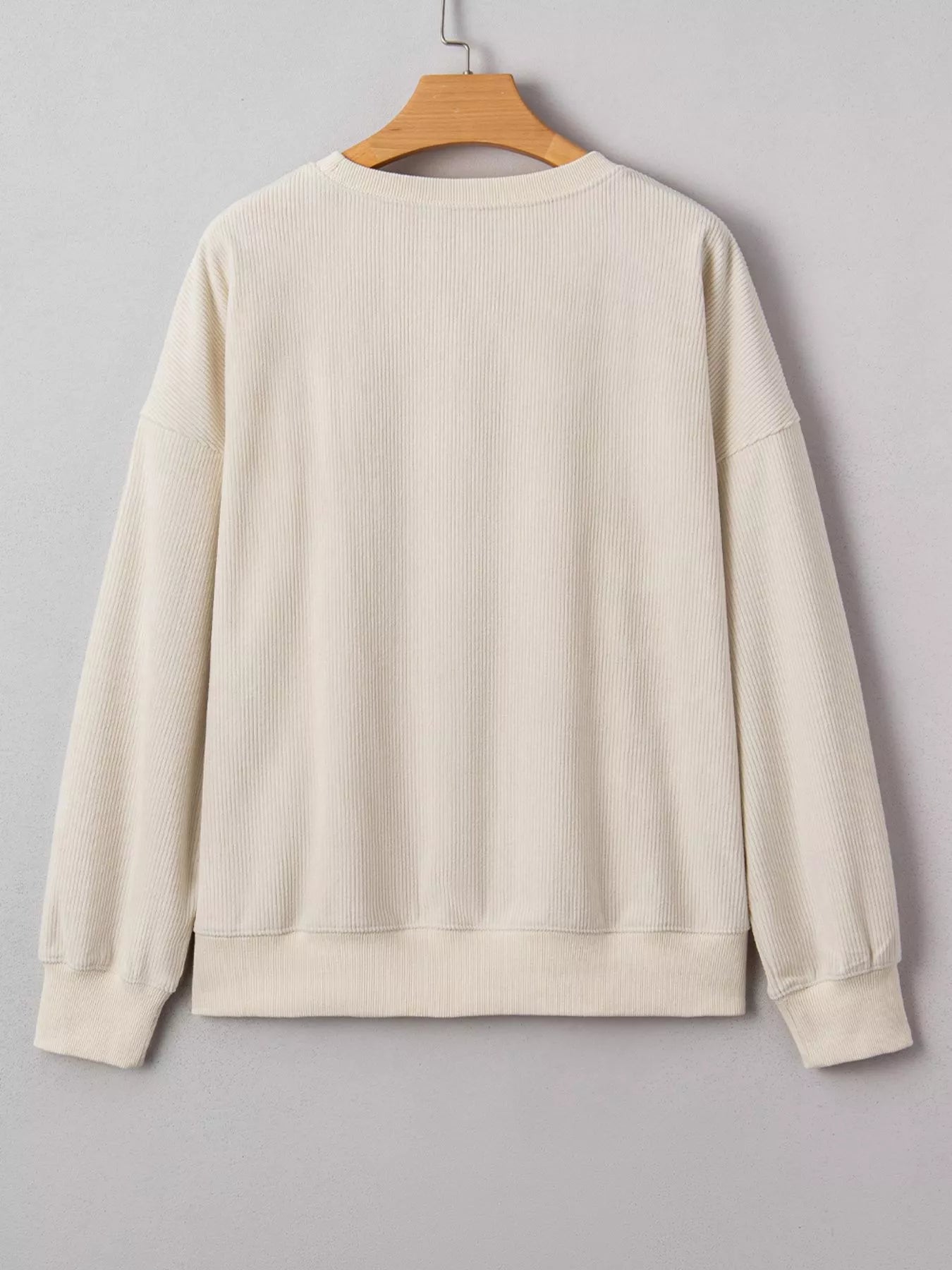 Merry Little Thing Corded Letter Graphic Ribbed Sweatshirt - MAD RUFFI