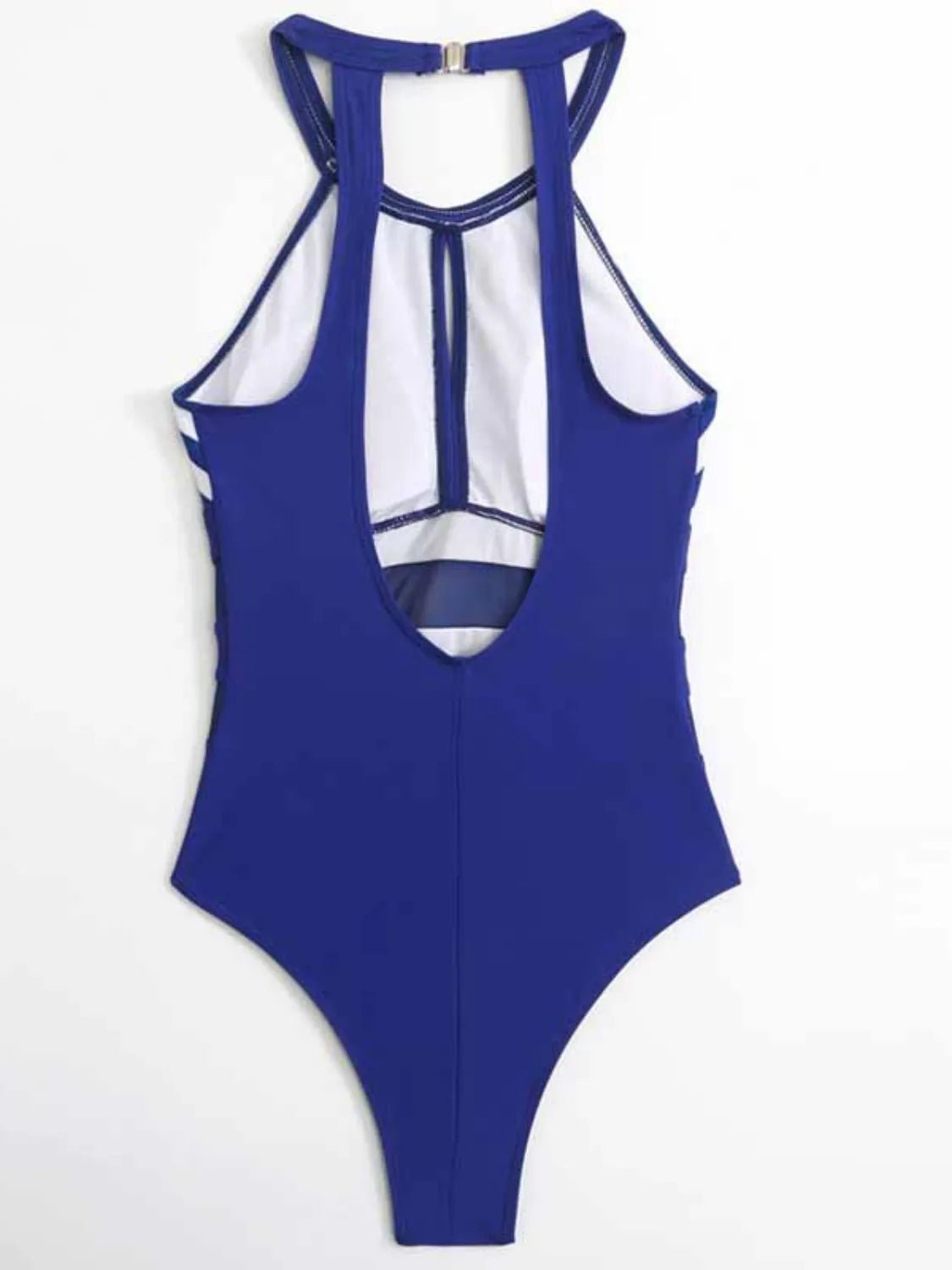 Mesh Detail Backless Striped One - Piece Swimsuit - MAD RUFFI