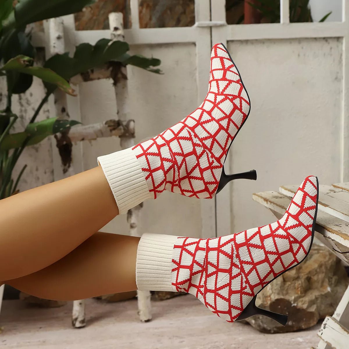 Mesh Point Toe Stiletto Boots - MAD RUFFI