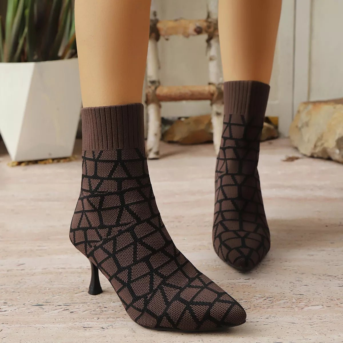 Mesh Point Toe Stiletto Boots - MAD RUFFI