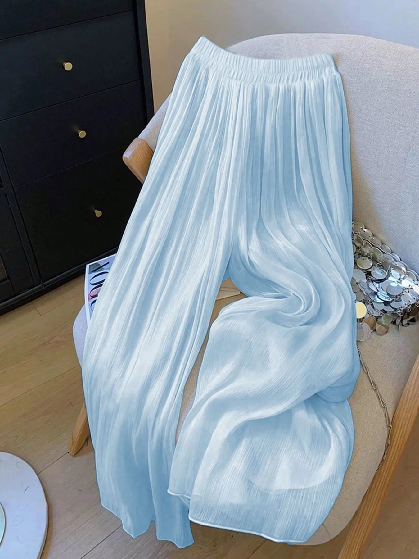 Mesh Wide Leg Pants - MAD RUFFI