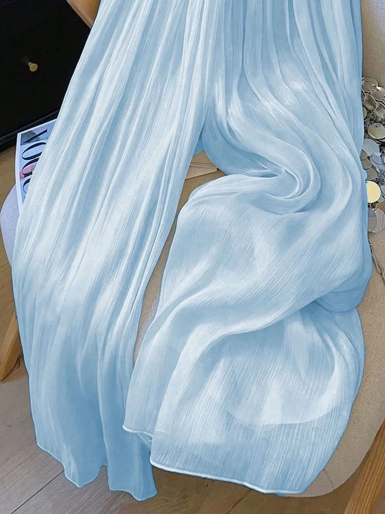 Mesh Wide Leg Pants - MAD RUFFI