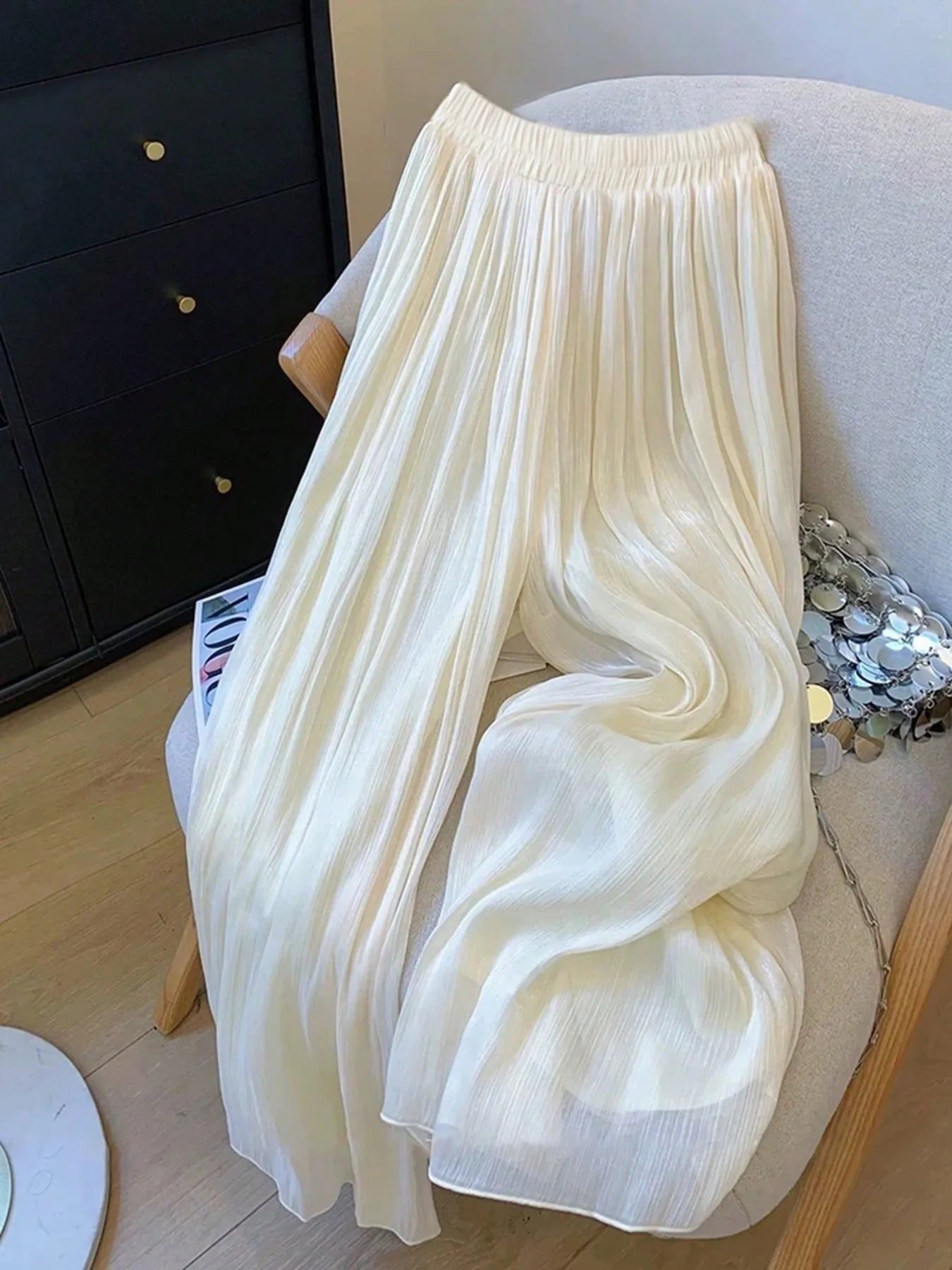 Mesh Wide Leg Pants - MAD RUFFI