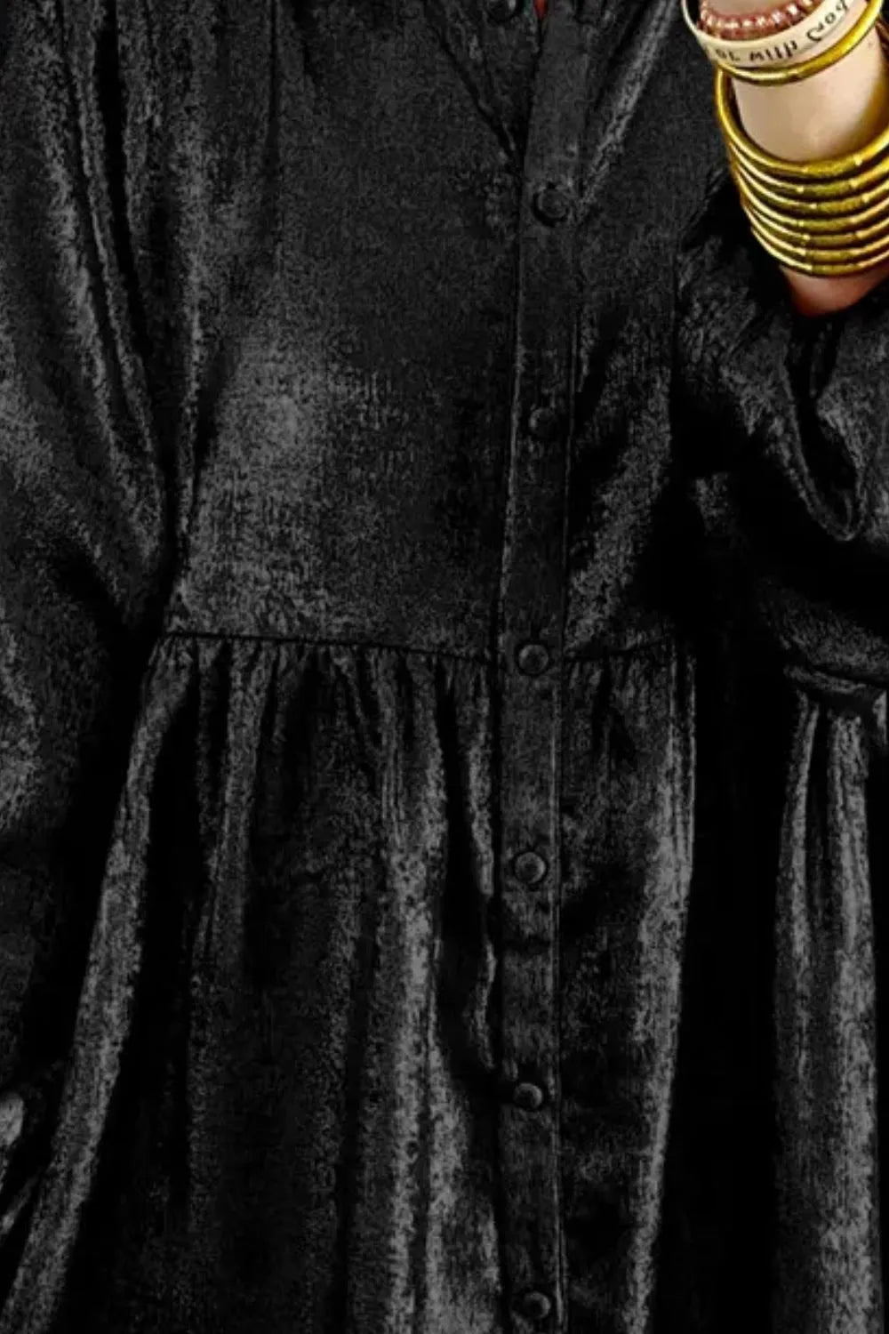 Metallic Sheen Long Sleeve Mini Dress - MAD RUFFI