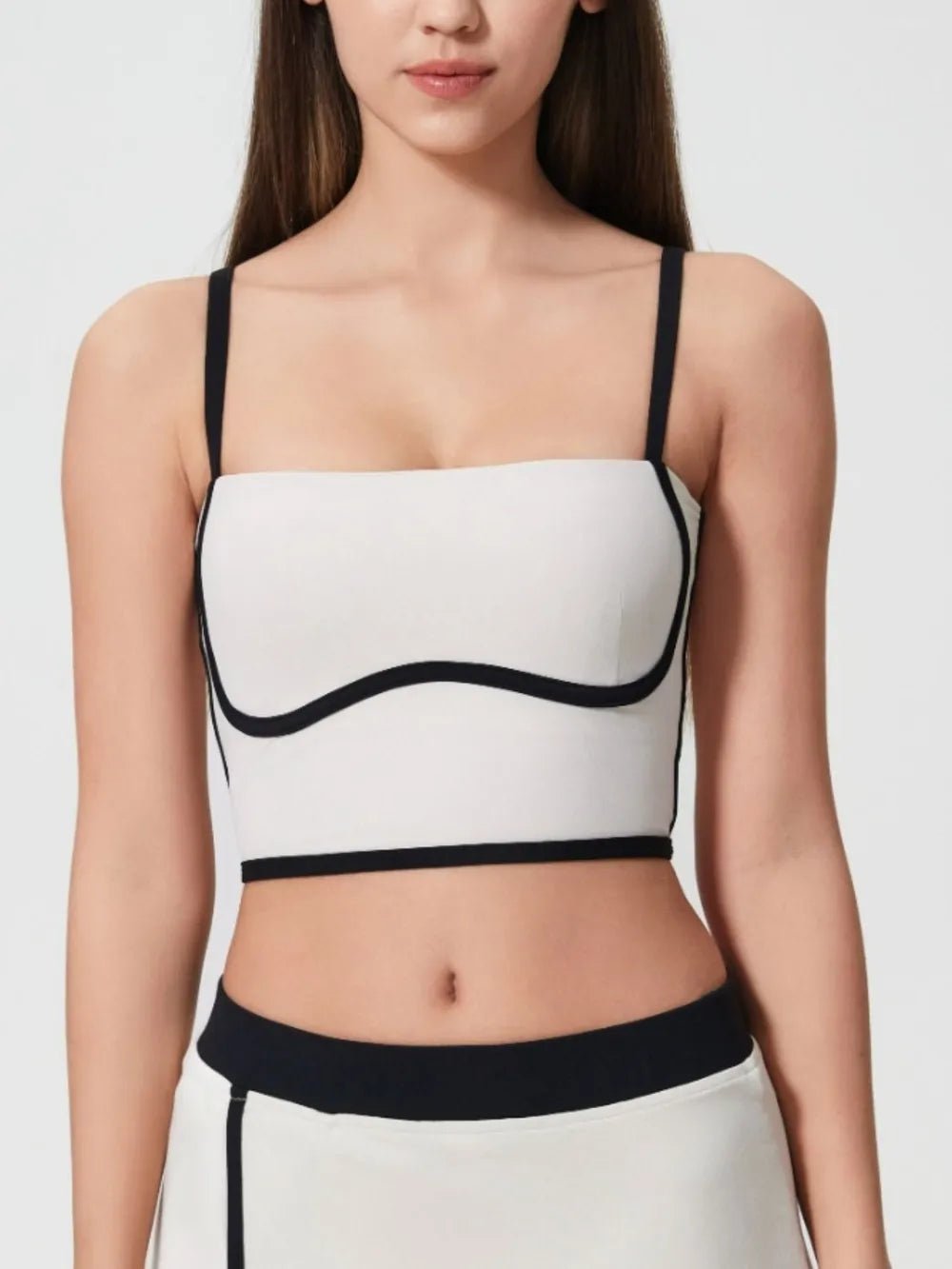 Millennia Contrast Trim Square Neck Active Cami with Detachable Chest Pads - MAD RUFFI