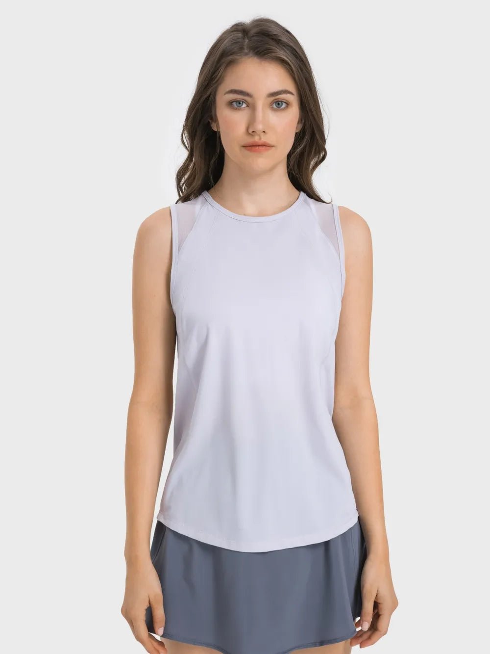 Millennia Cutout Back Round Neck Active Tank - MAD RUFFI