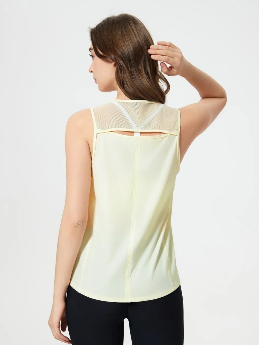 Millennia Cutout Back Round Neck Active Tank - MAD RUFFI