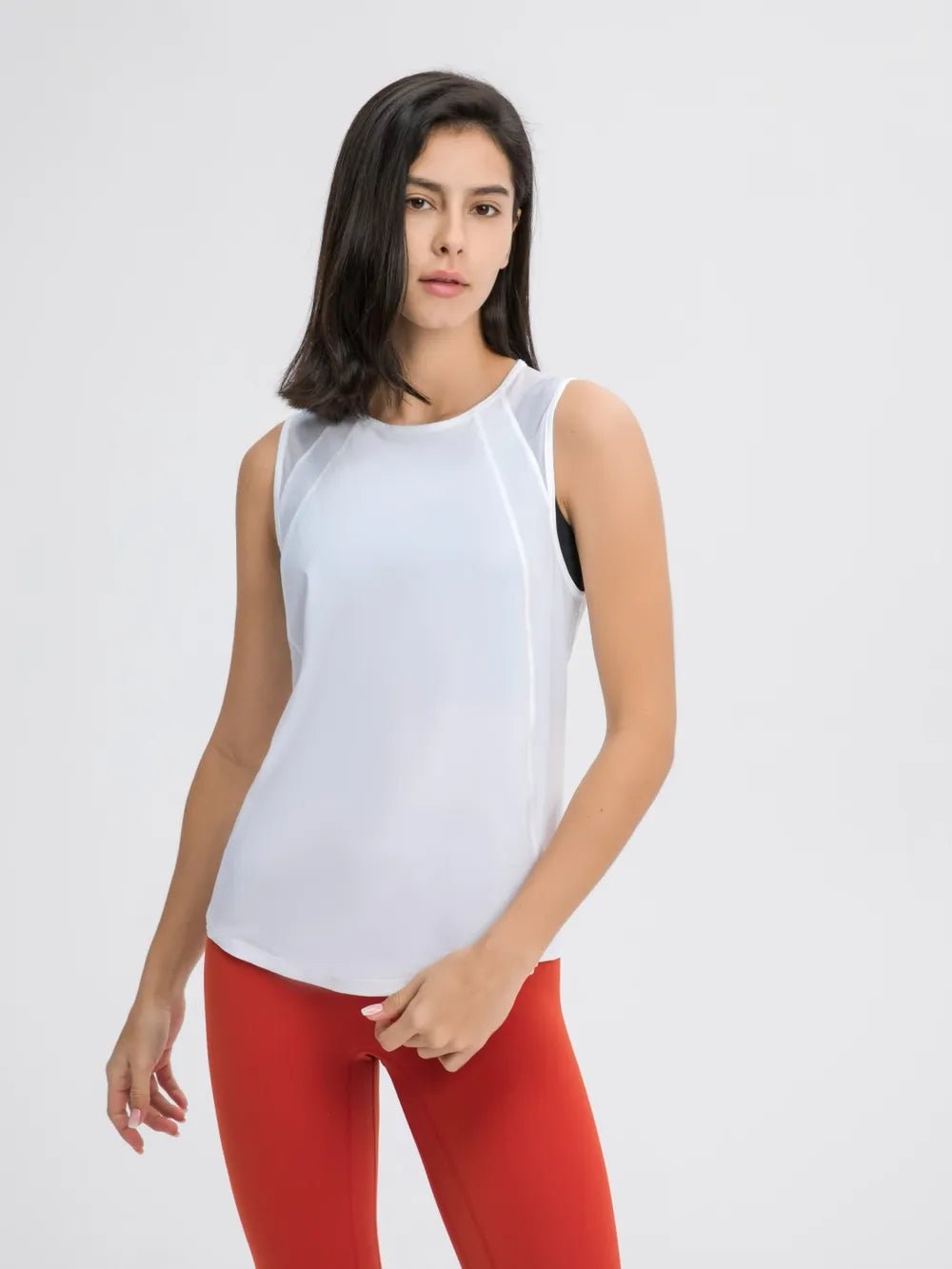 Millennia Cutout Back Round Neck Active Tank - MAD RUFFI