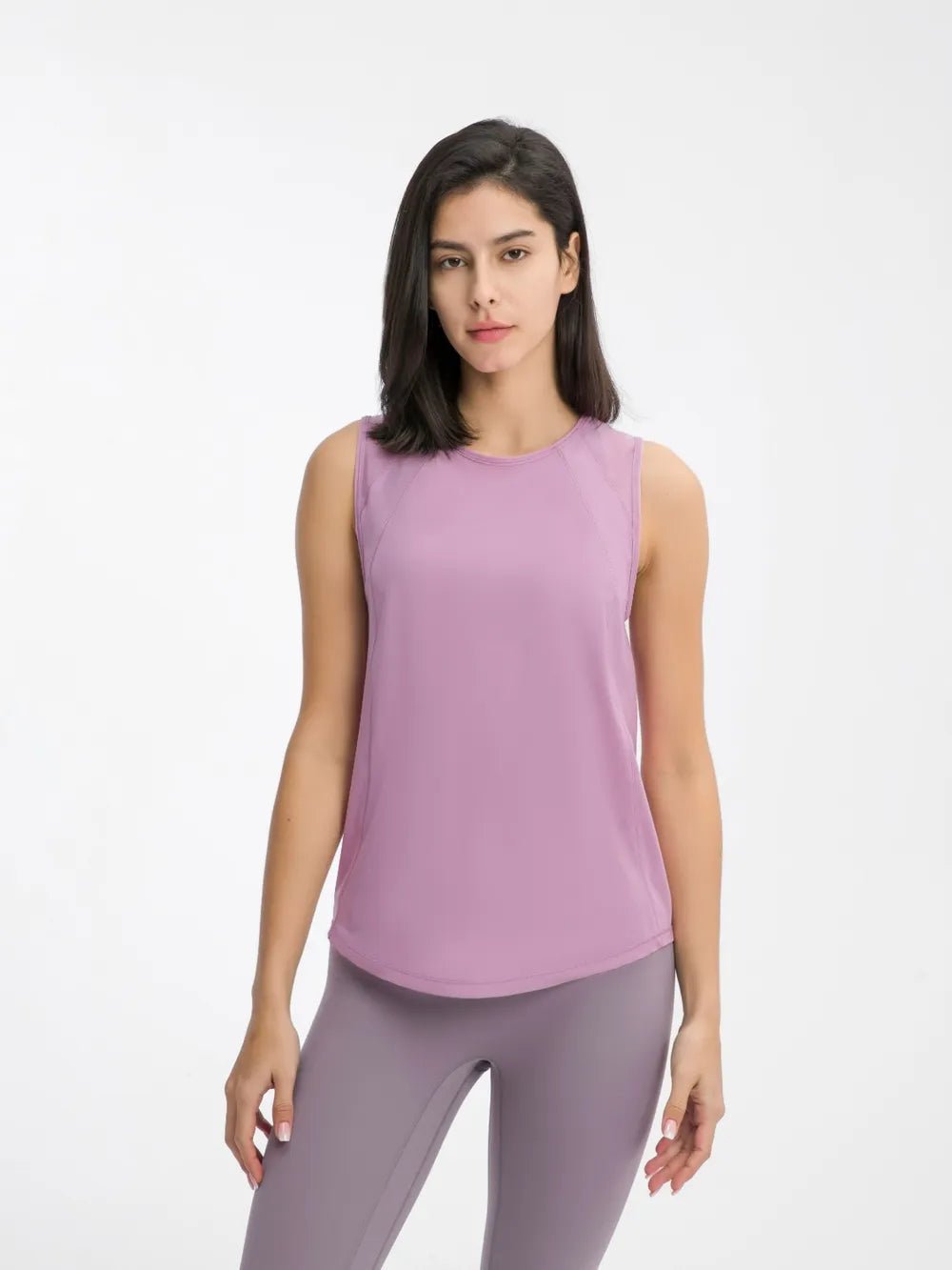 Millennia Cutout Back Round Neck Active Tank - MAD RUFFI
