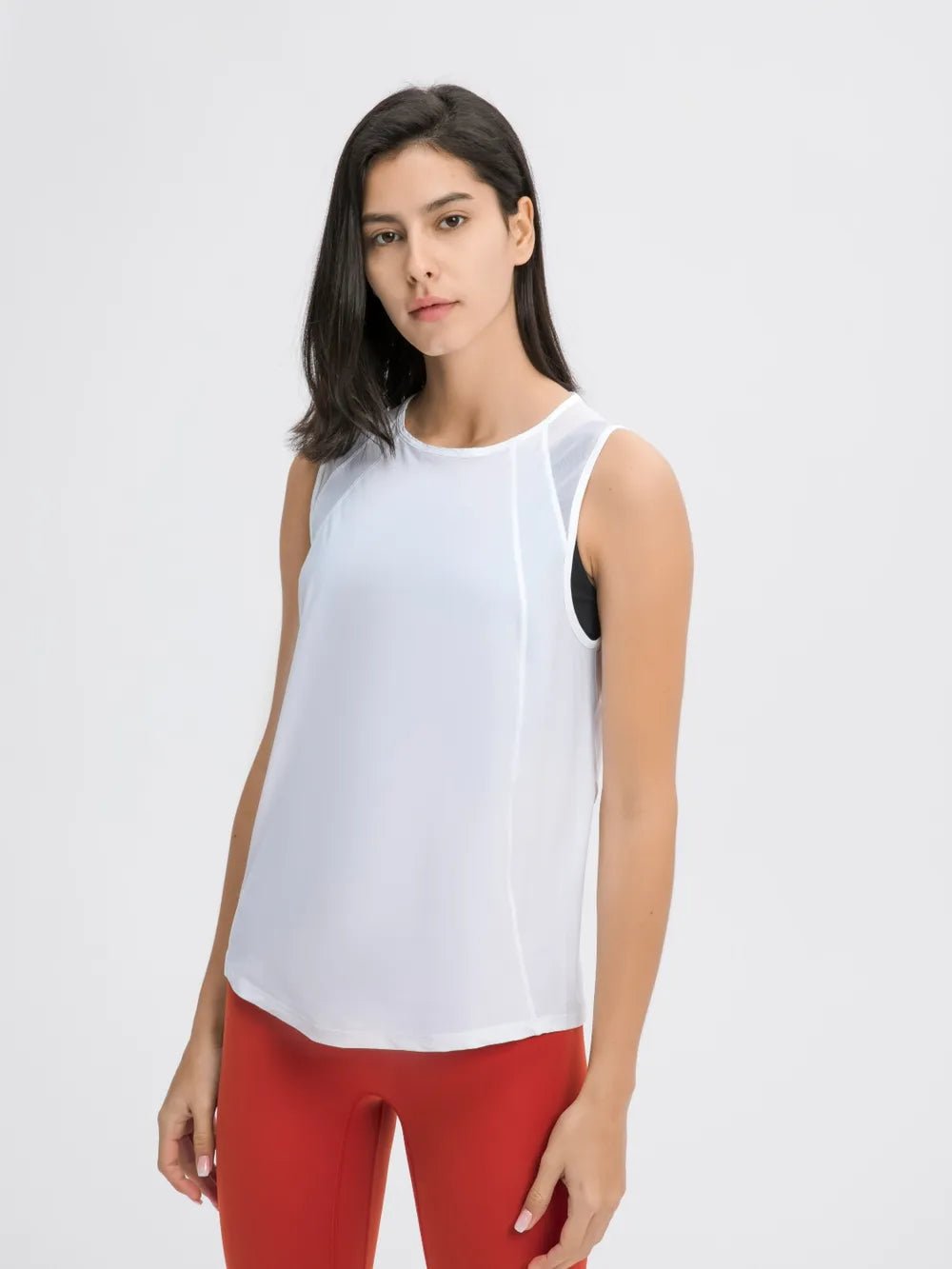 Millennia Cutout Back Round Neck Active Tank - MAD RUFFI