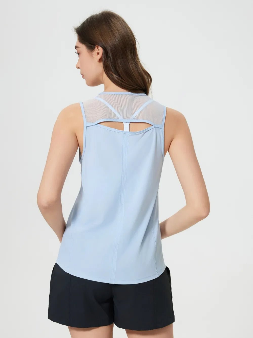 Millennia Cutout Back Round Neck Active Tank - MAD RUFFI