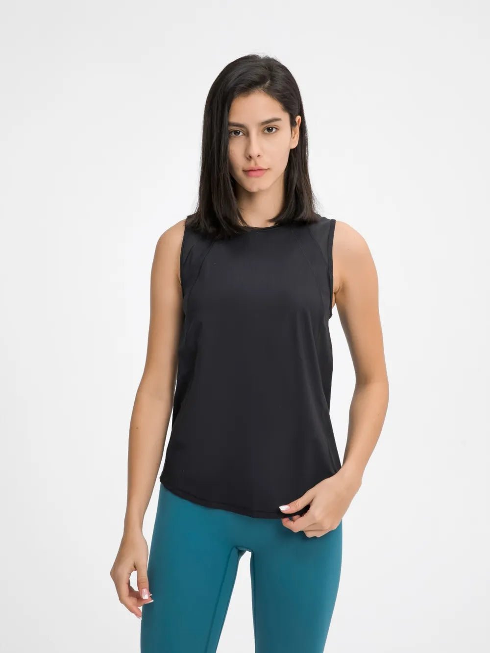Millennia Cutout Back Round Neck Active Tank - MAD RUFFI