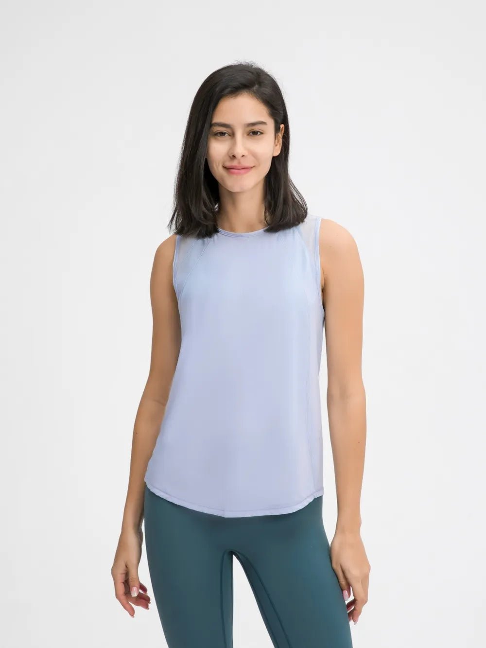 Millennia Cutout Back Round Neck Active Tank - MAD RUFFI