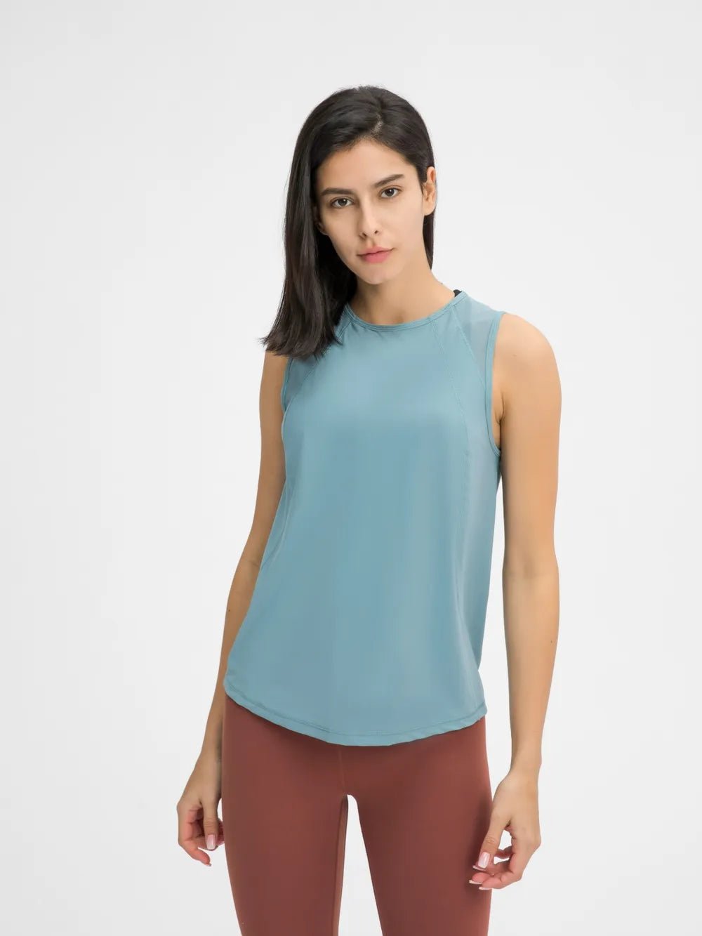 Millennia Cutout Back Round Neck Active Tank - MAD RUFFI