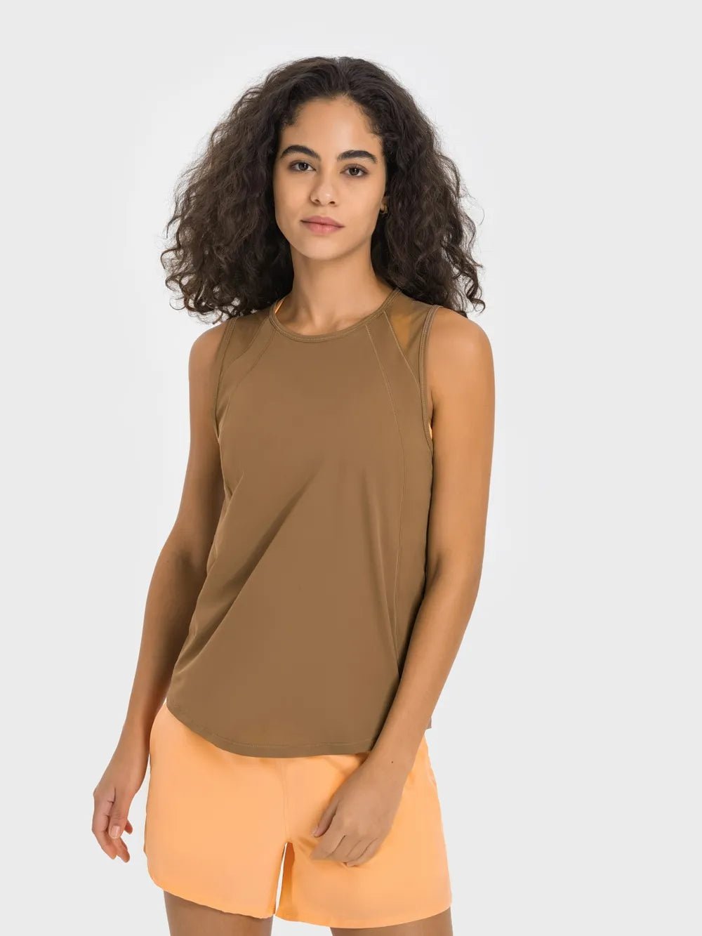 Millennia Cutout Back Round Neck Active Tank - MAD RUFFI