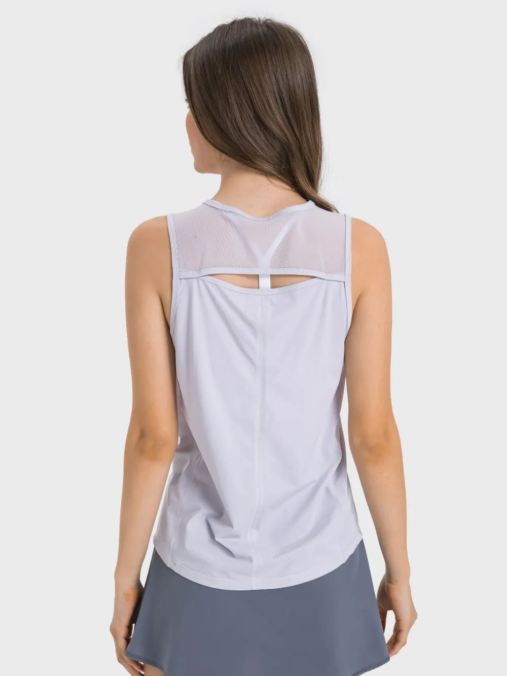 Millennia Cutout Back Round Neck Active Tank - MAD RUFFI