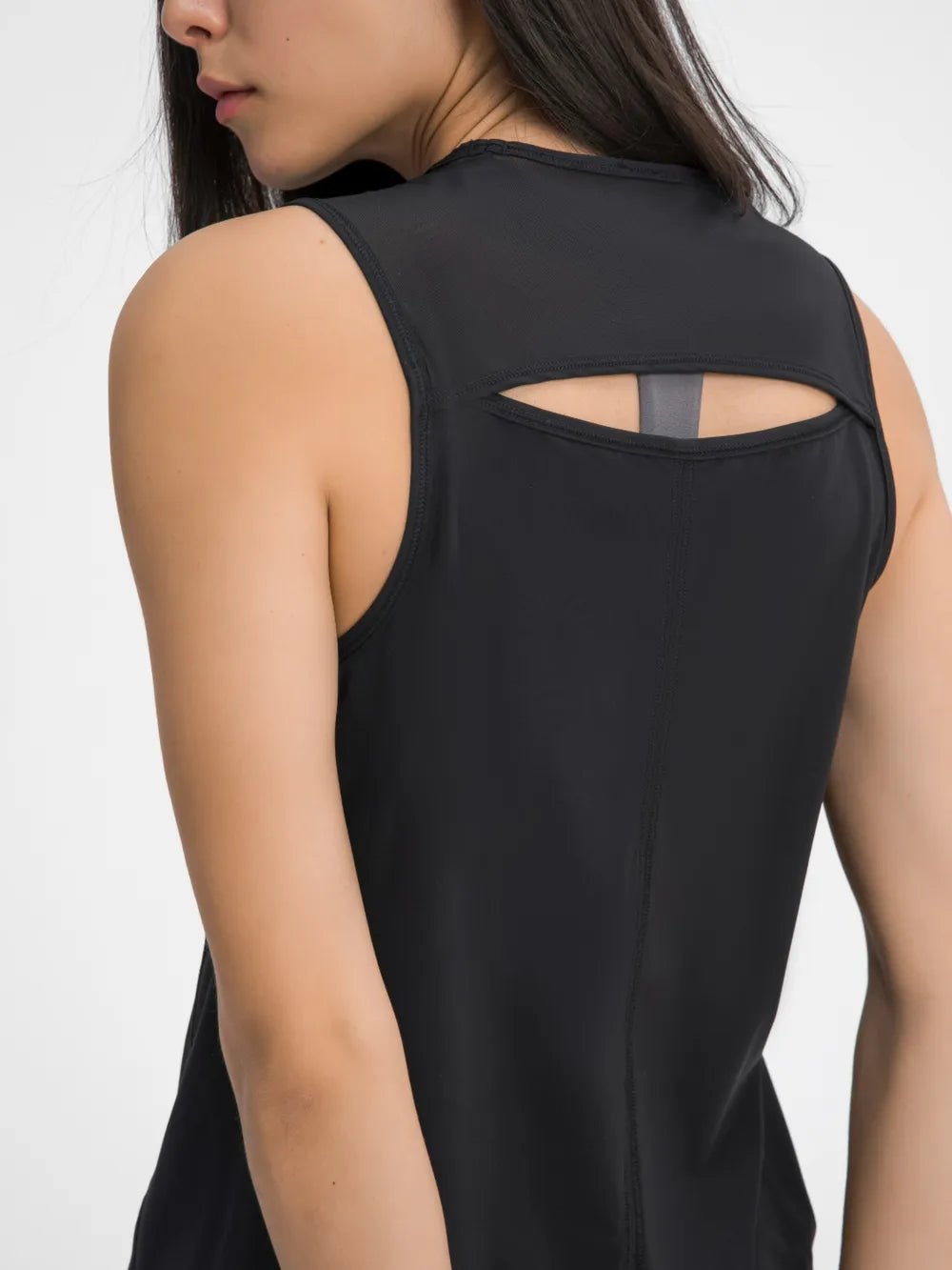Millennia Cutout Back Round Neck Active Tank - MAD RUFFI