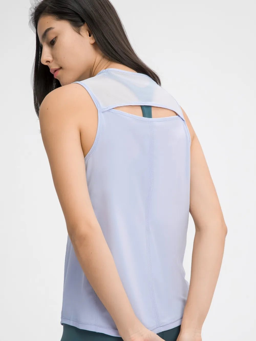 Millennia Cutout Back Round Neck Active Tank - MAD RUFFI