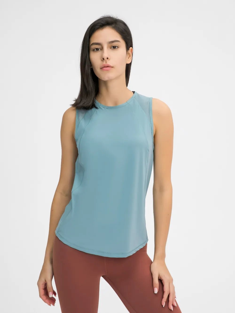Millennia Cutout Back Round Neck Active Tank - MAD RUFFI