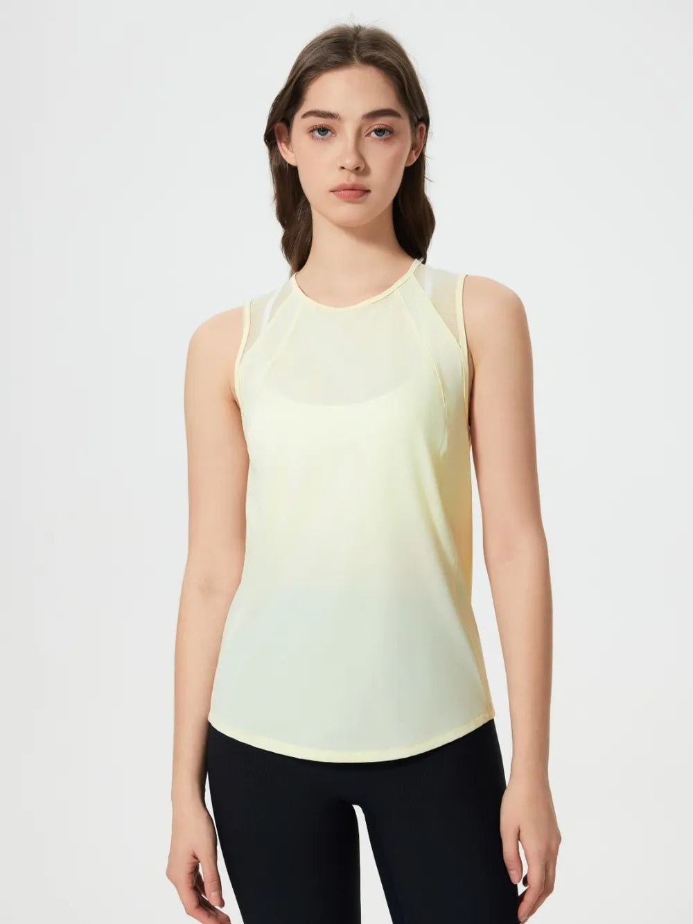 Millennia Cutout Back Round Neck Active Tank - MAD RUFFI