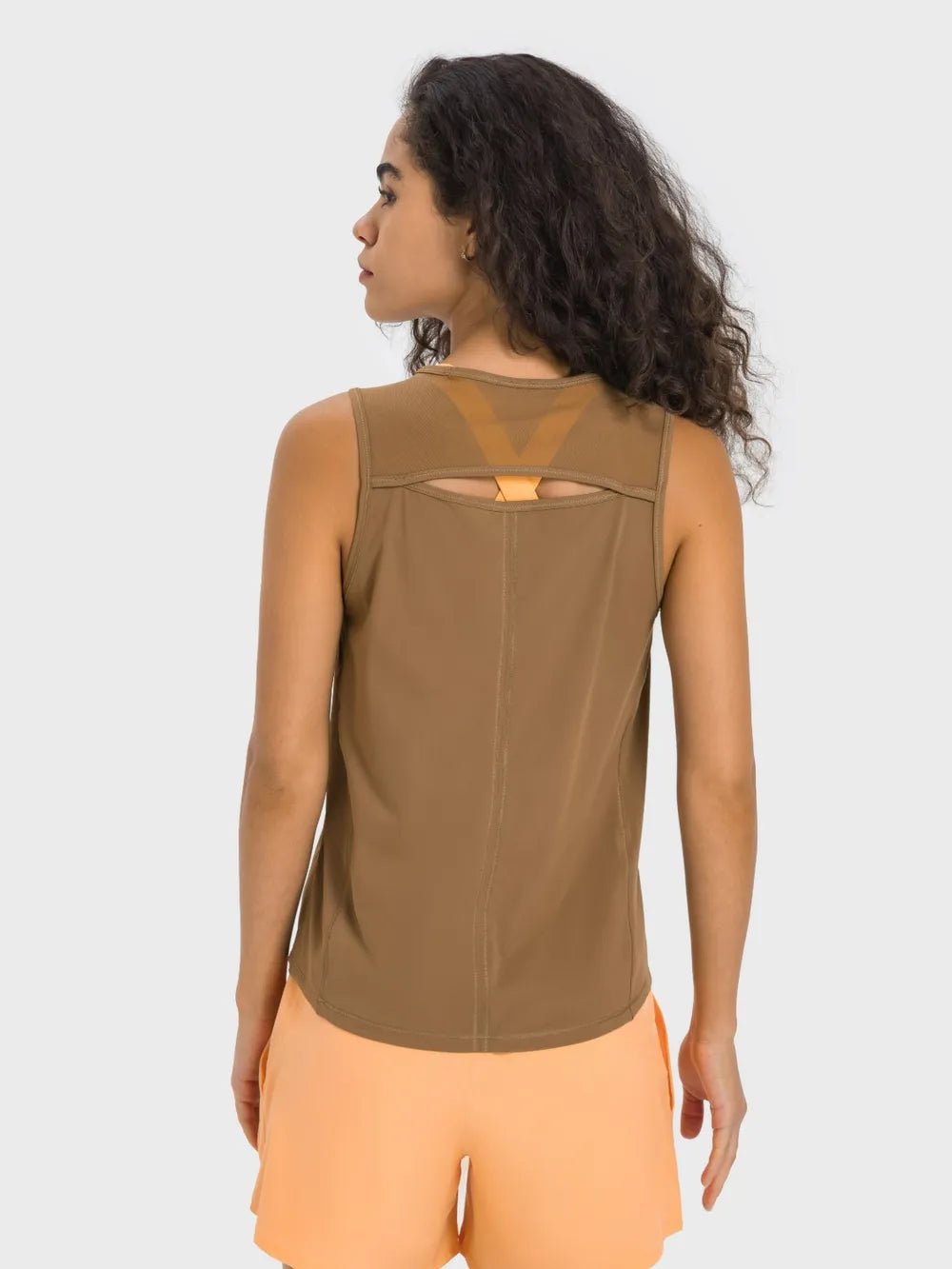 Millennia Cutout Back Round Neck Active Tank - MAD RUFFI