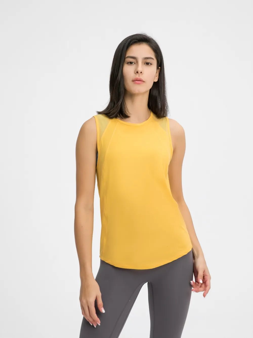 Millennia Cutout Back Round Neck Active Tank - MAD RUFFI