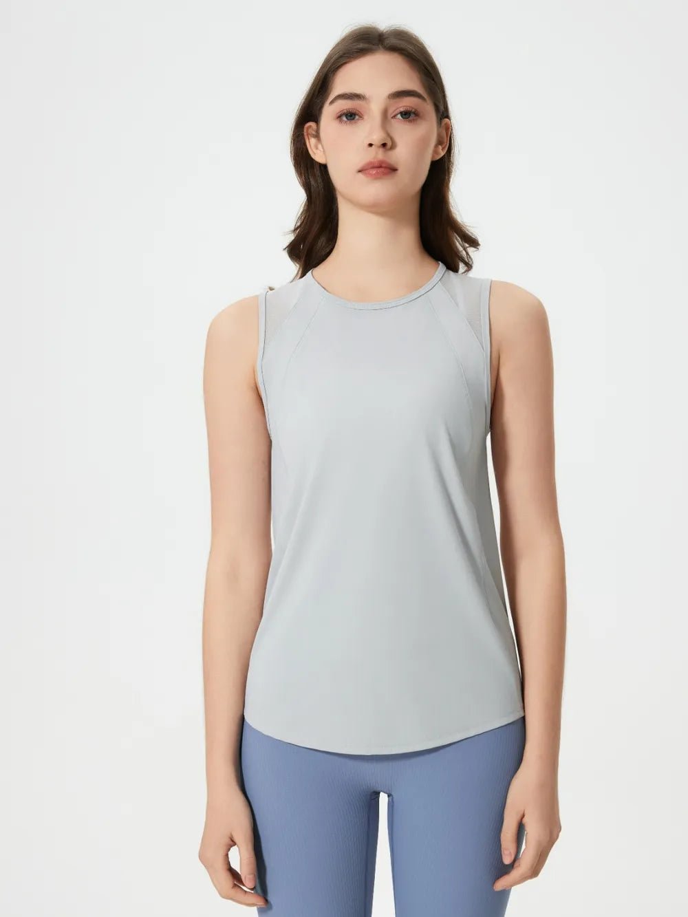 Millennia Cutout Back Round Neck Active Tank - MAD RUFFI