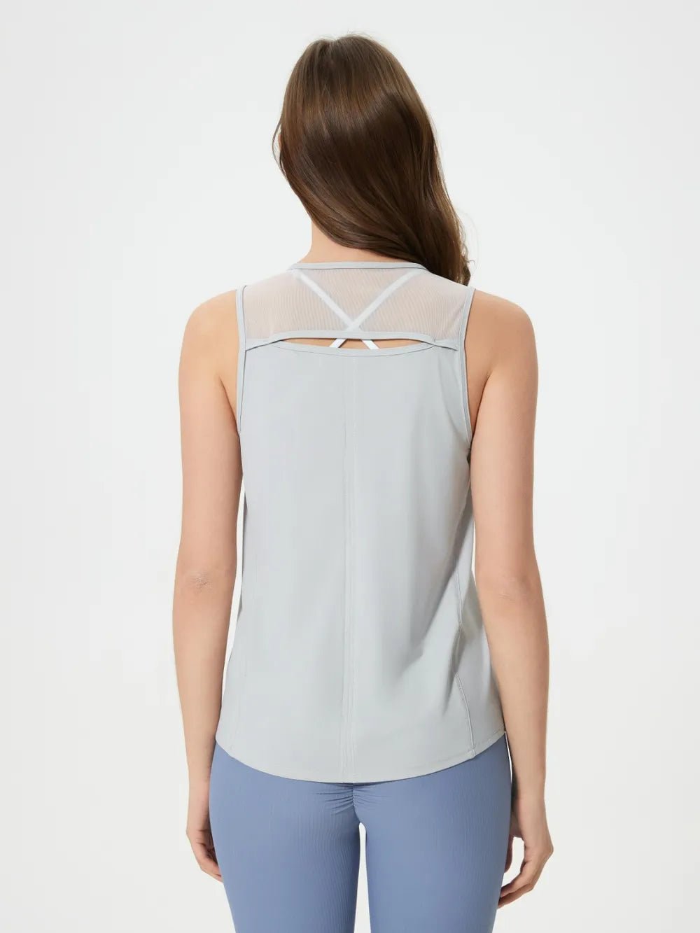 Millennia Cutout Back Round Neck Active Tank - MAD RUFFI