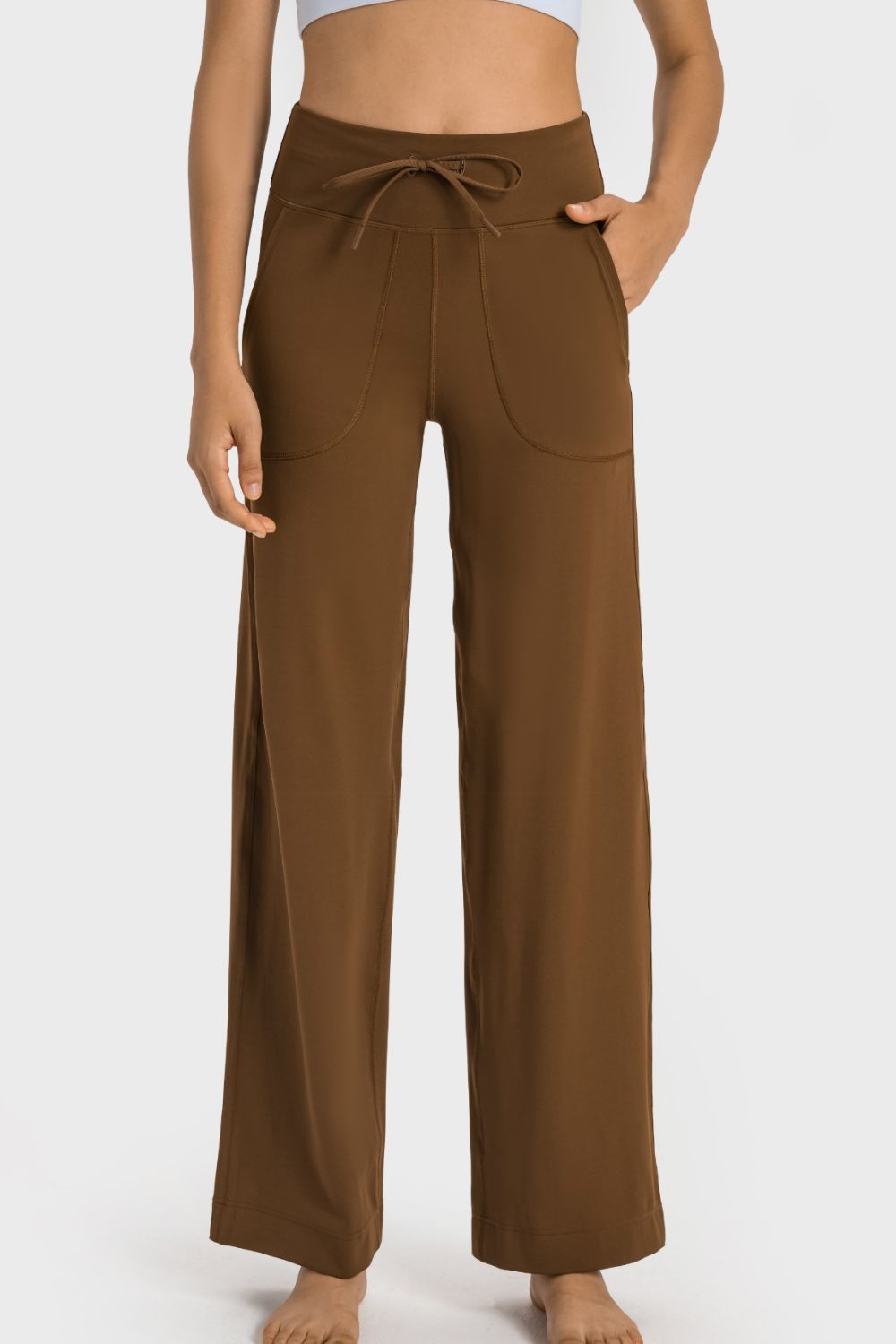 Millennia Drawstring Waist Wide Leg Sports Pants with Pockets - MAD RUFFI