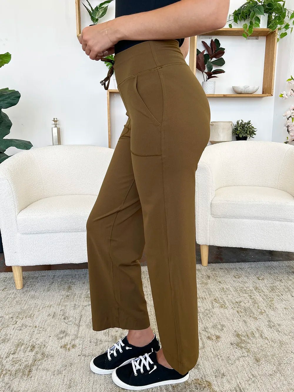 Millennia Drawstring Waist Wide Leg Sports Pants with Pockets - MAD RUFFI
