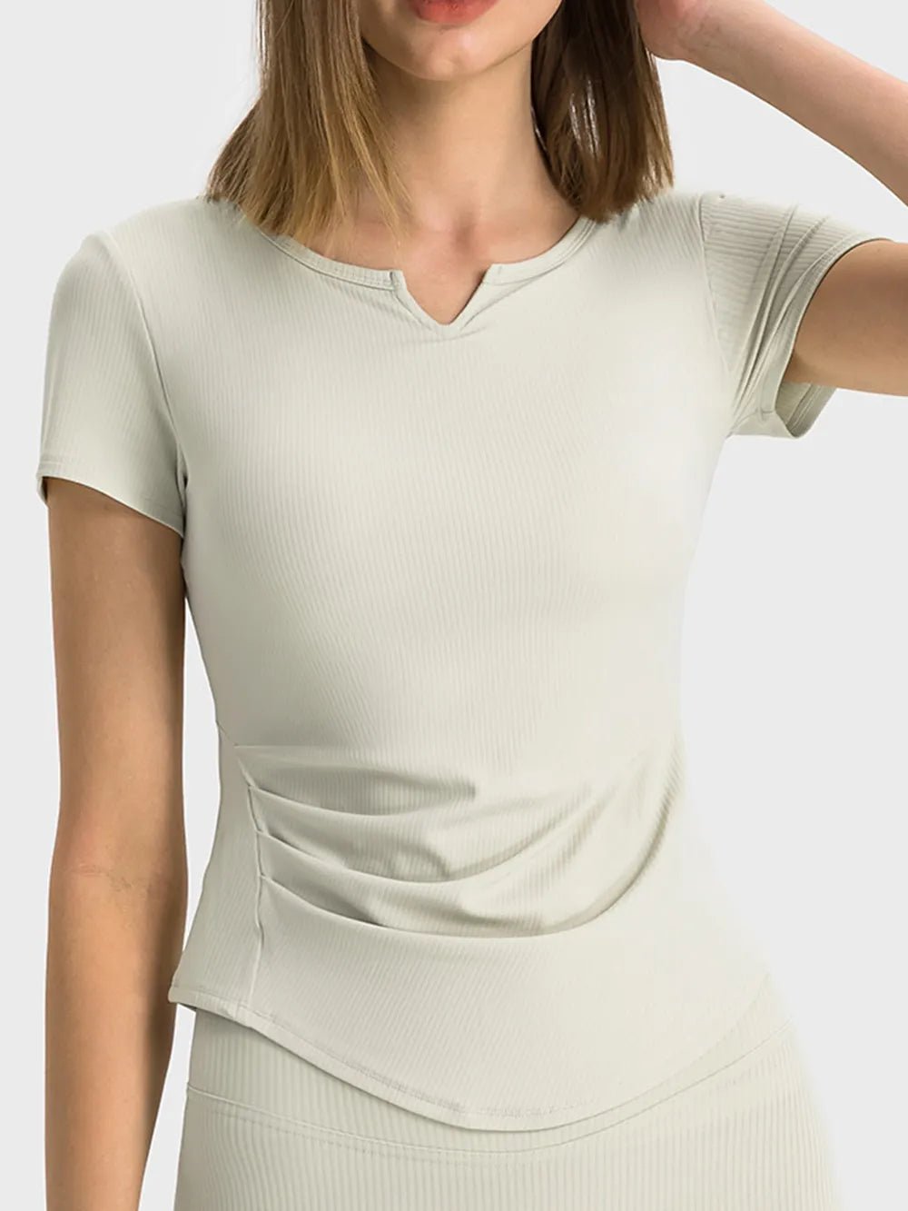 Millennia Notched Short Sleeve Active T-Shirt - MAD RUFFI