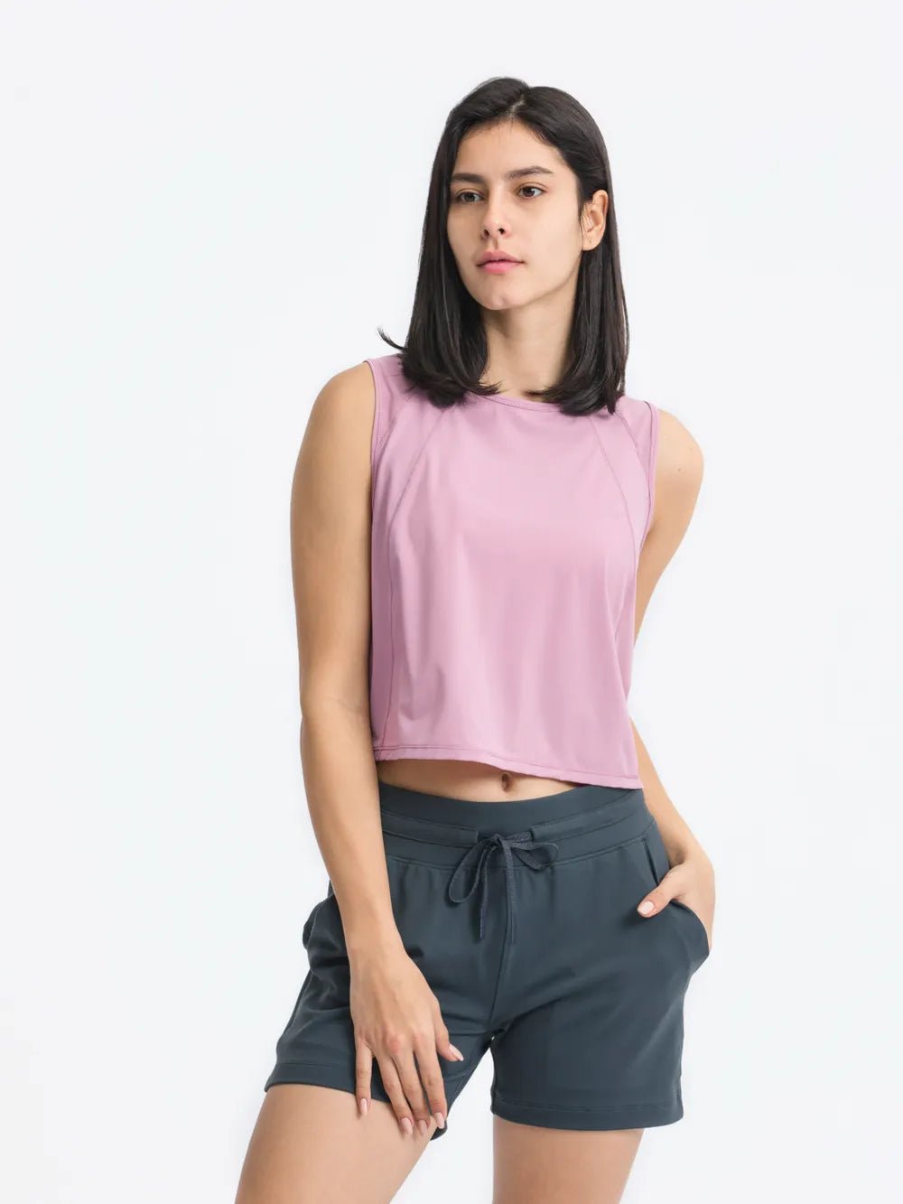 Millennia Round Neck Cropped Active Tank - MAD RUFFI