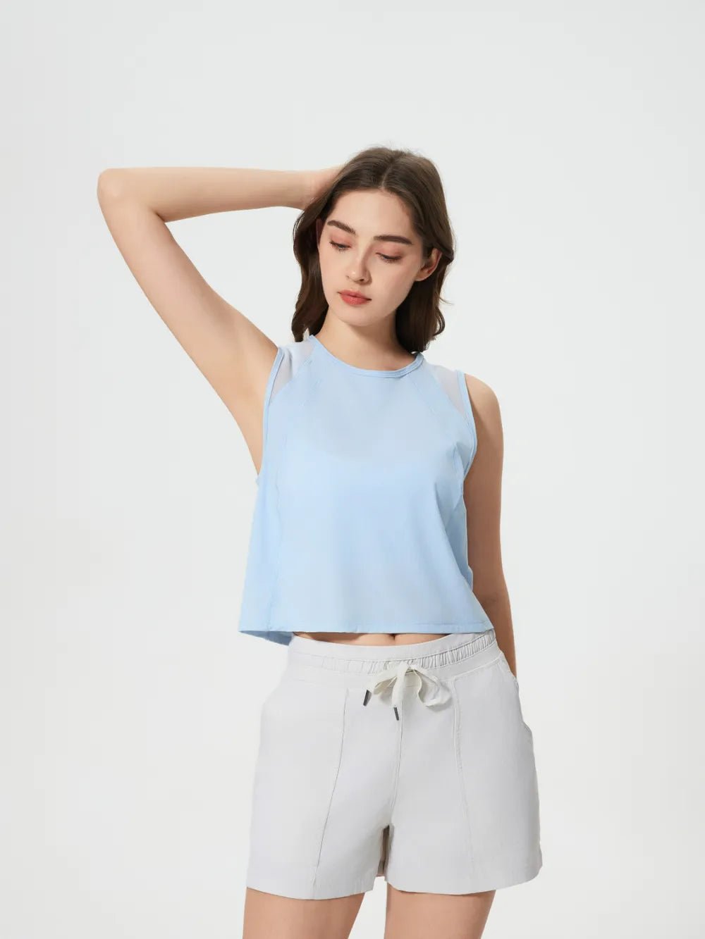 Millennia Round Neck Cropped Active Tank - MAD RUFFI