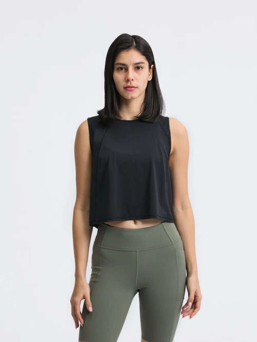Millennia Round Neck Cropped Active Tank - MAD RUFFI