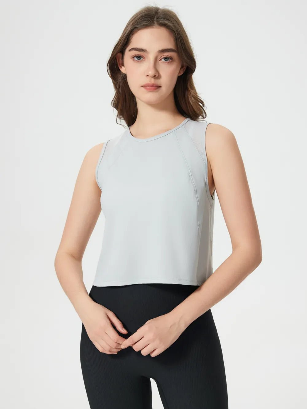 Millennia Round Neck Cropped Active Tank - MAD RUFFI