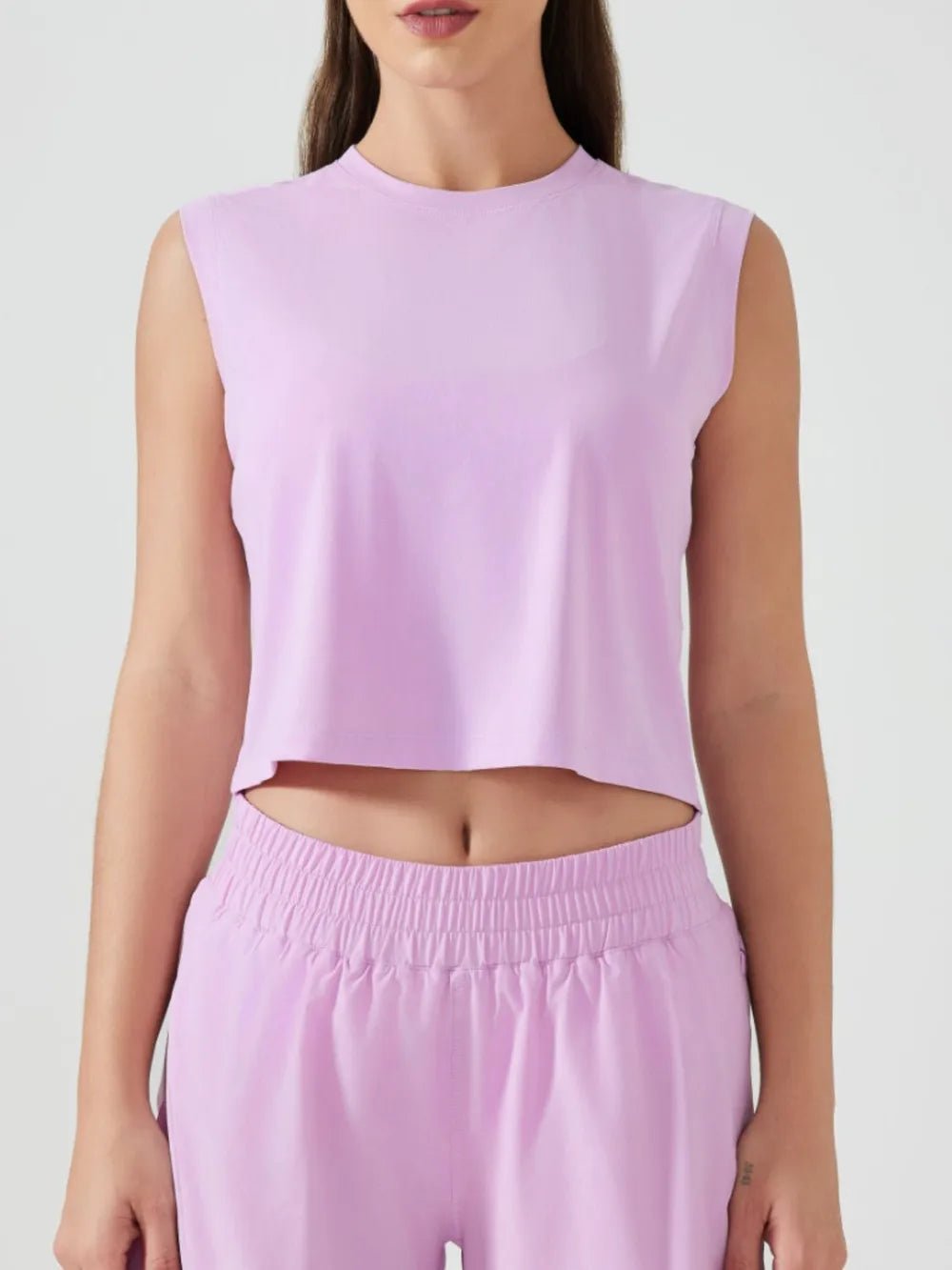 Millennia Round Neck Cropped Active Tank - MAD RUFFI