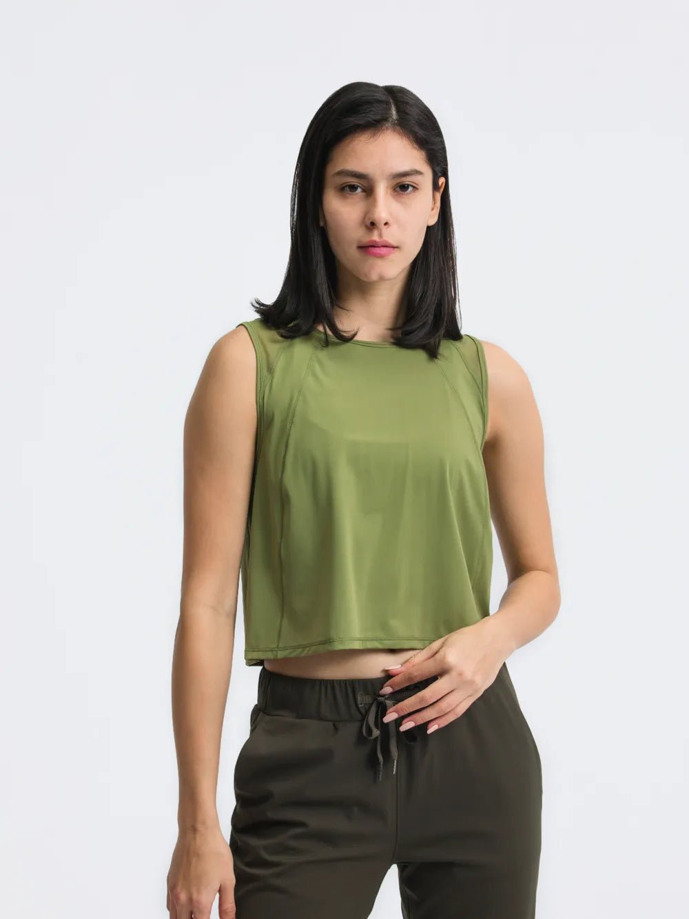 Millennia Round Neck Cropped Active Tank - MAD RUFFI