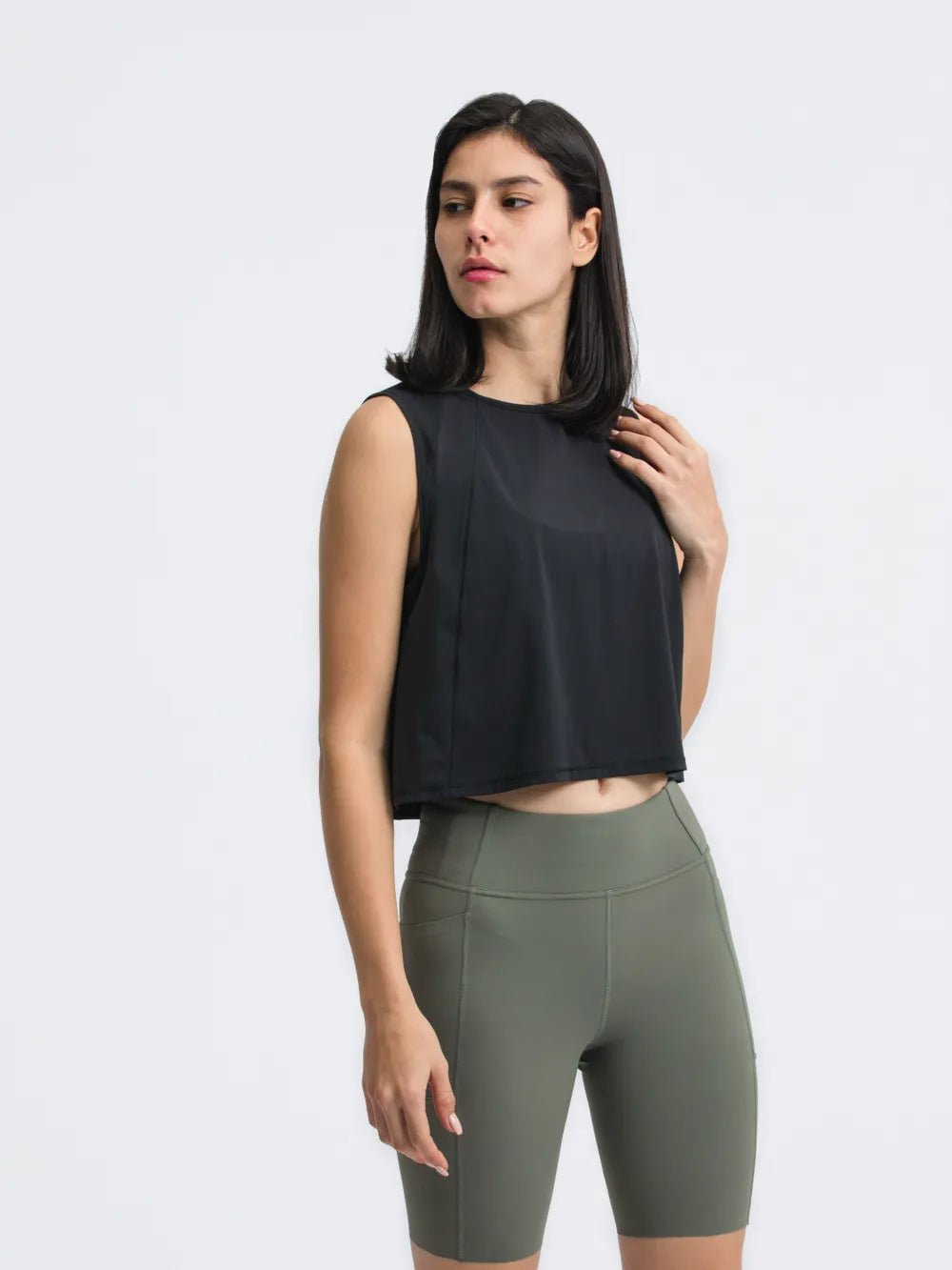 Millennia Round Neck Cropped Active Tank - MAD RUFFI