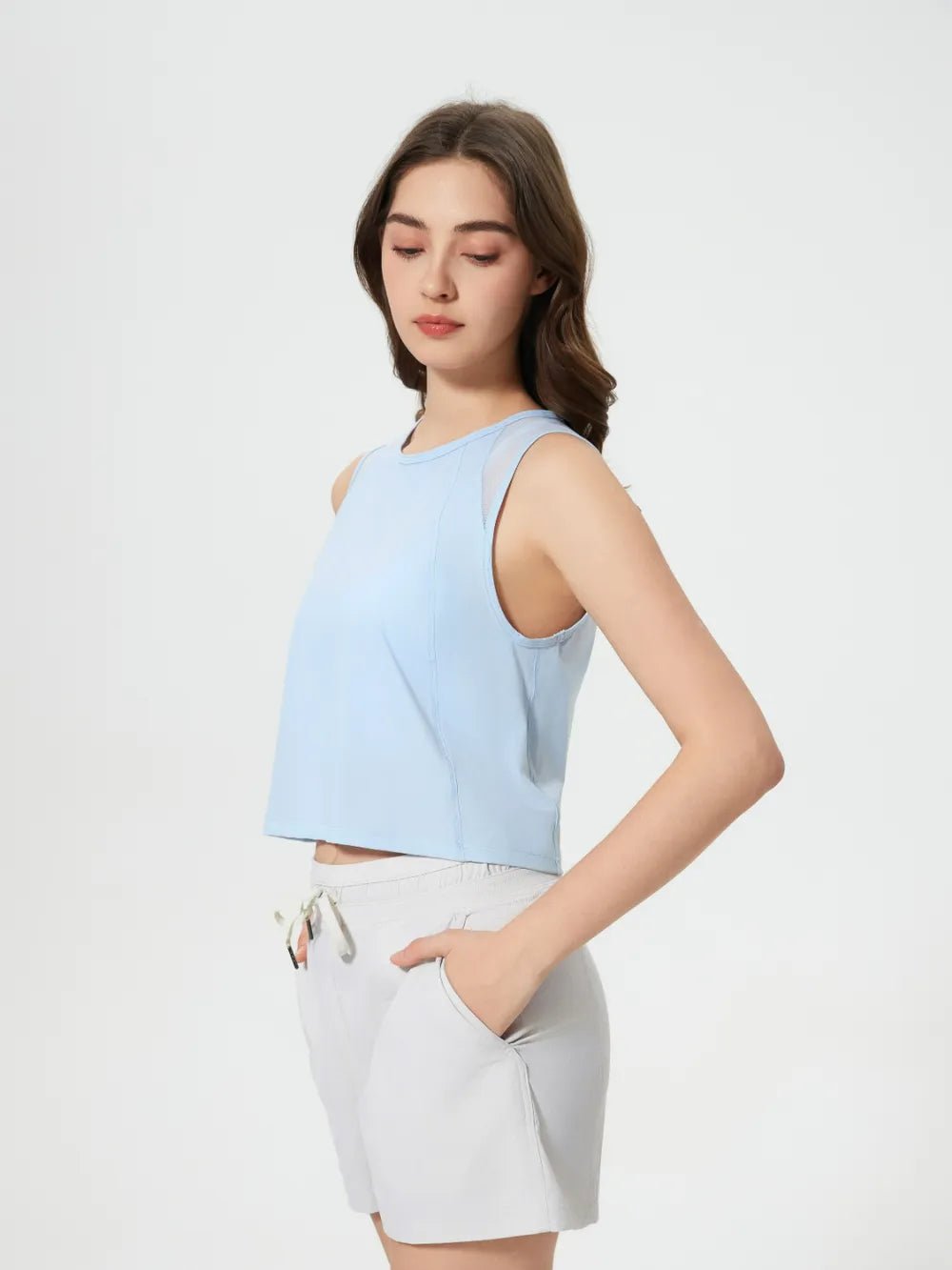Millennia Round Neck Cropped Active Tank - MAD RUFFI