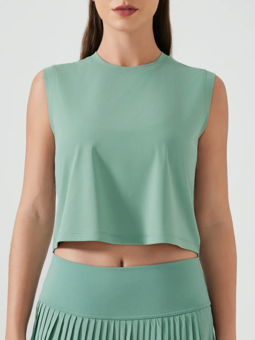 Millennia Round Neck Cropped Active Tank - MAD RUFFI