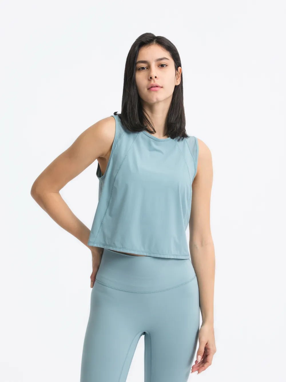 Millennia Round Neck Cropped Active Tank - MAD RUFFI