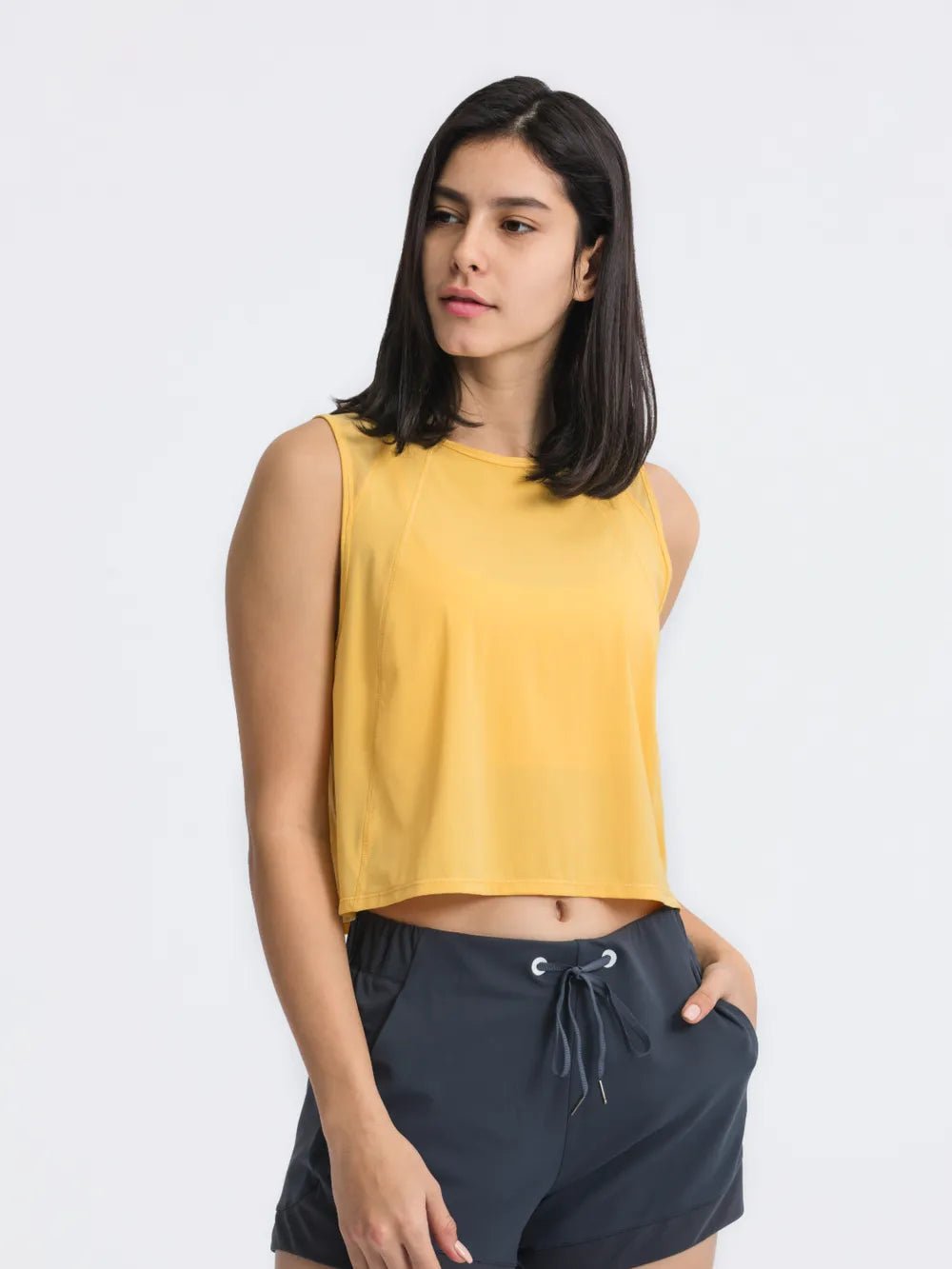 Millennia Round Neck Cropped Active Tank - MAD RUFFI
