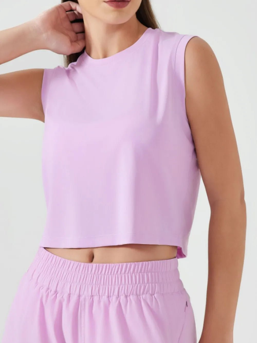 Millennia Round Neck Cropped Active Tank - MAD RUFFI