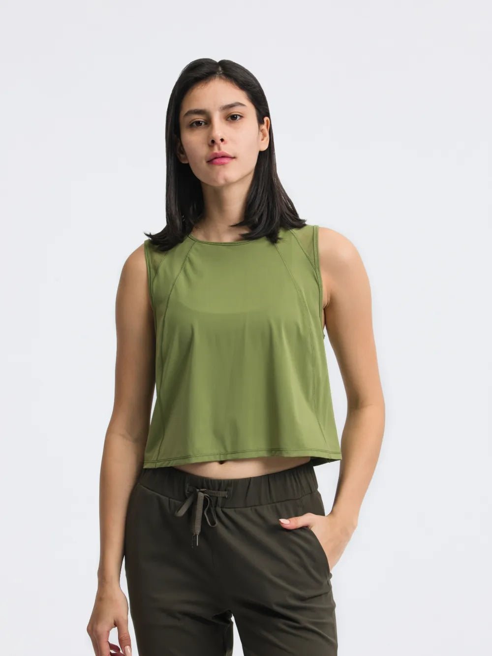 Millennia Round Neck Cropped Active Tank - MAD RUFFI