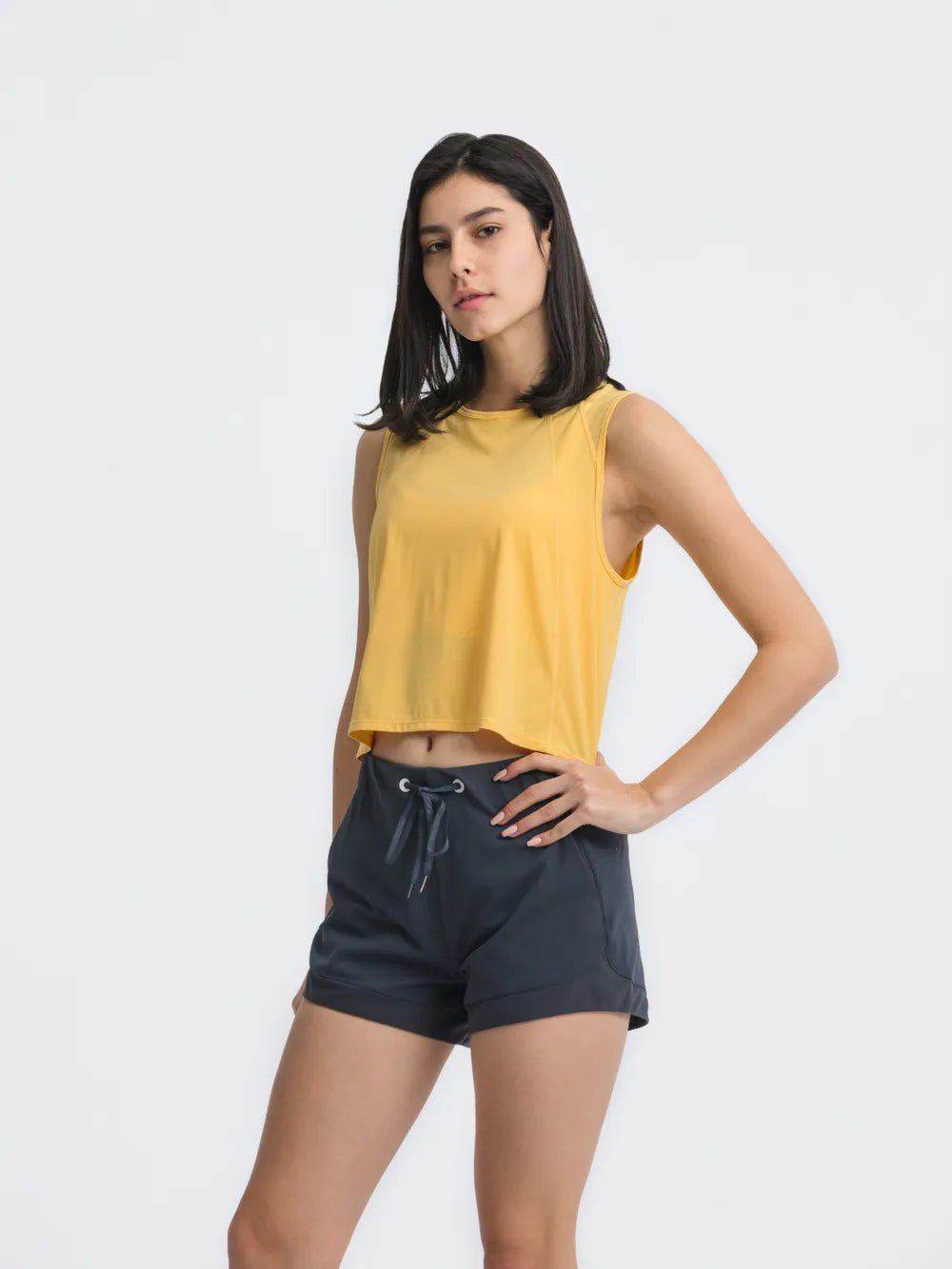 Millennia Round Neck Cropped Active Tank - MAD RUFFI