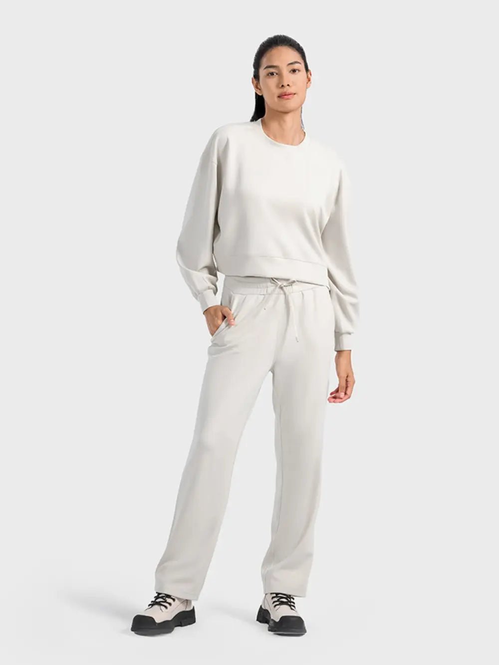 Millennia Round Neck Drop Shoulder Sports Top - MAD RUFFI