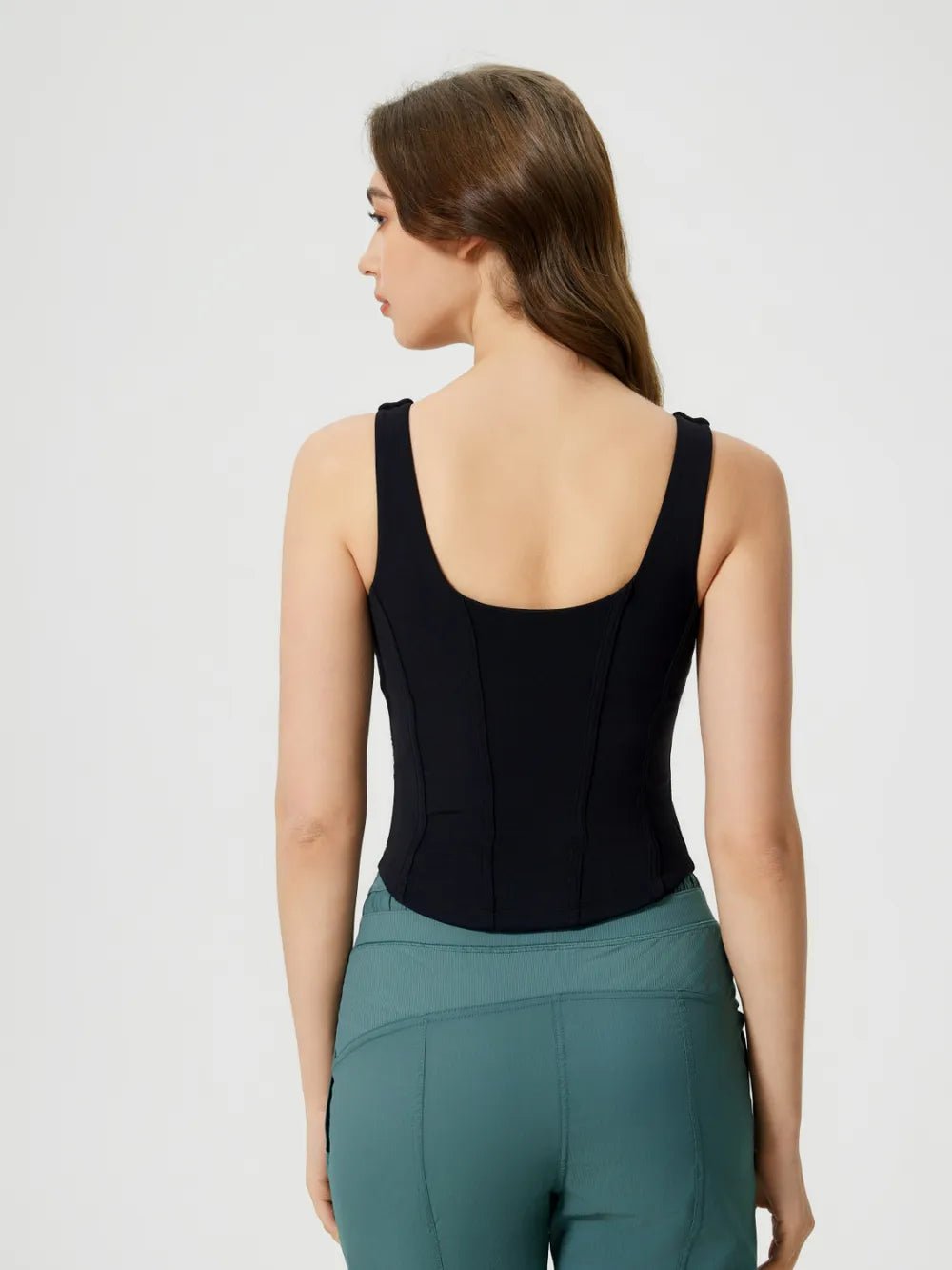 Millennia Round Neck Wide Strap Active Tank with Detachable Chest Pads - MAD RUFFI