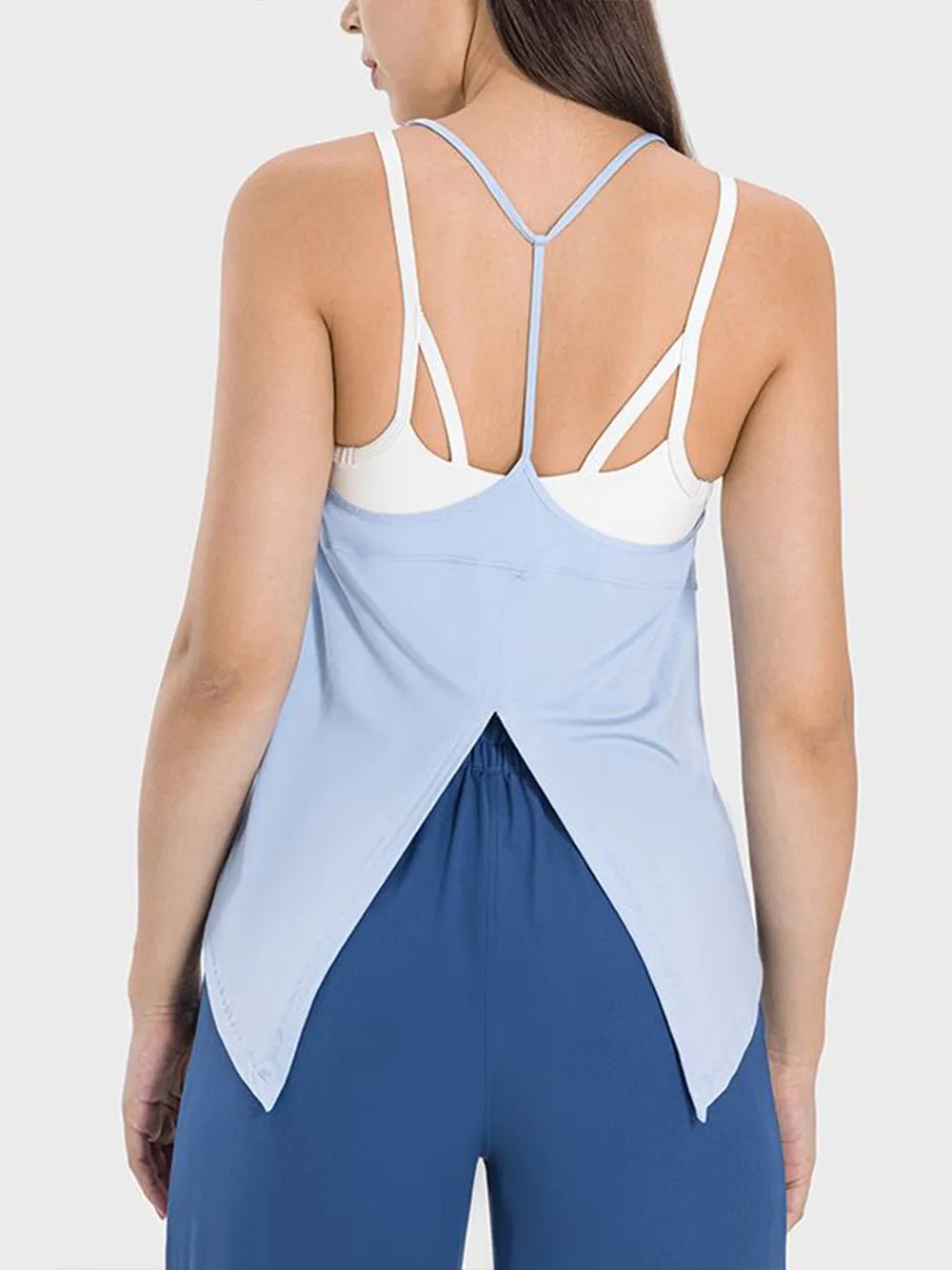 Millennia Slit Spaghetti Strap Scoop Neck Active Cami - MAD RUFFI